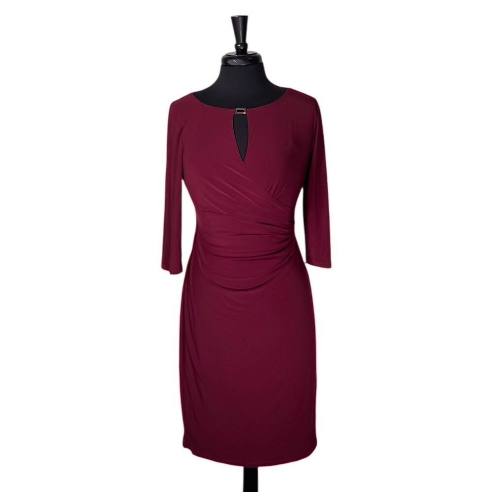 Ralph Lauren Burgundy Knee-Length Sheath Dress
